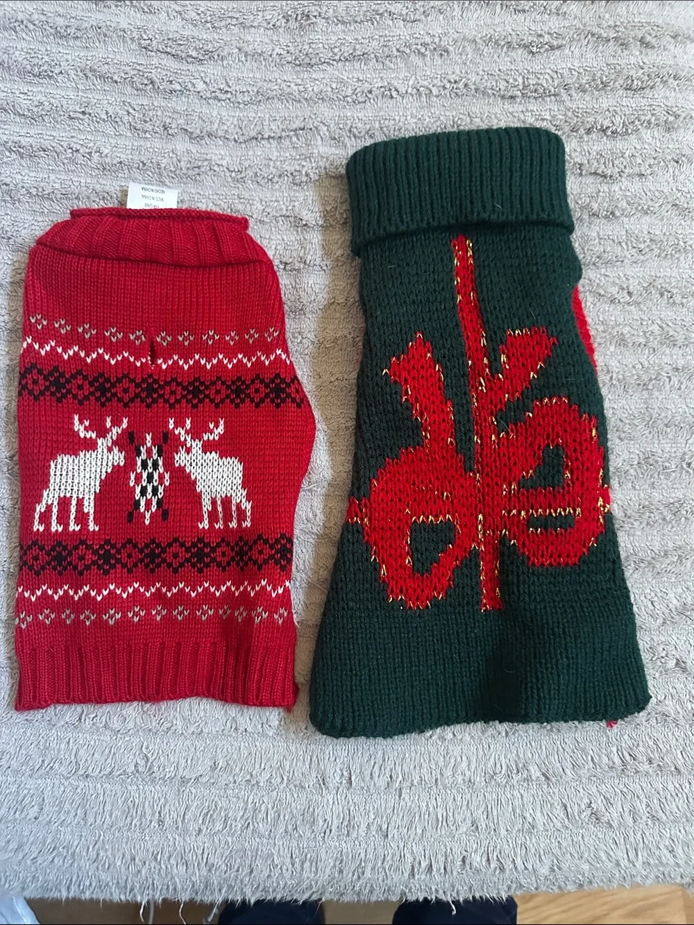 Dog Holiday Knit Sweater - Red & Dark Green